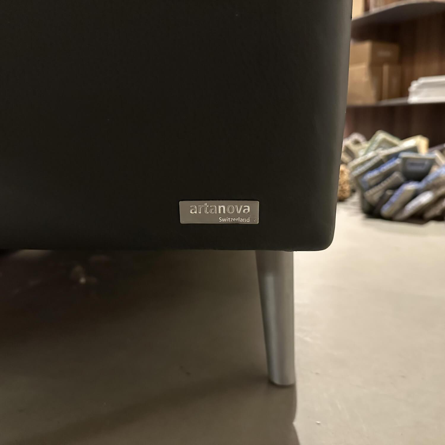 Artanova - Ecksofa Dyo Leder L3162G Silky Grau Fuß Aluminium Matt Gebürstet Mit Wendekissen - 9