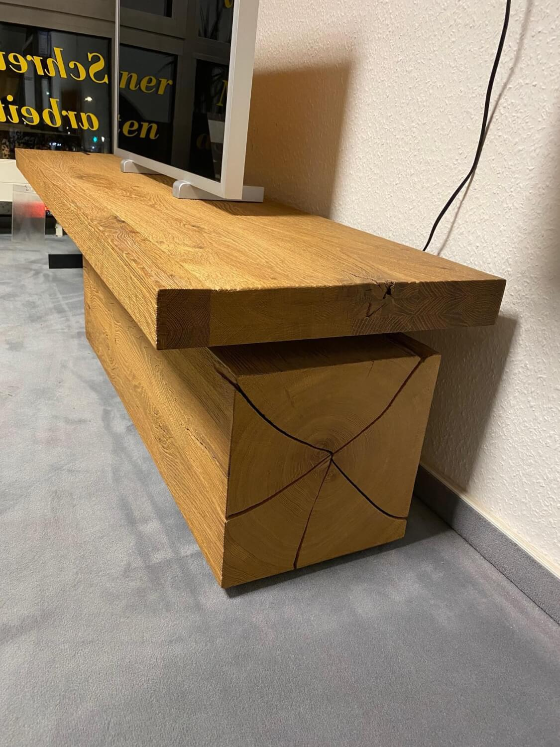 Hartmann - Lowboard TV-Unterteil Naturstücke Riffeiche Massiv Oberfläche Gebürstet - 3