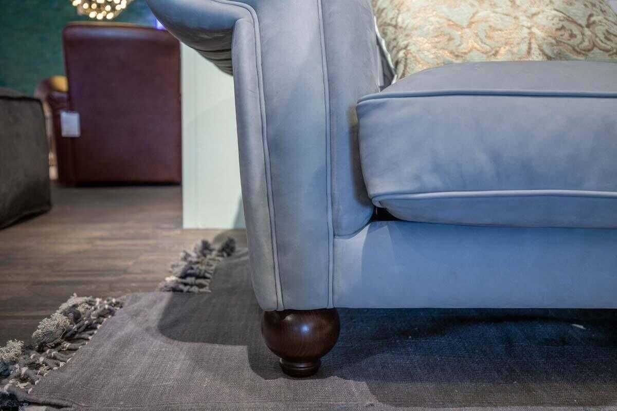 Baxter - Sofa Diana Chester Lounge Leder Kashmir Ciment Hellgrau Füße Buche Schwarz - 5