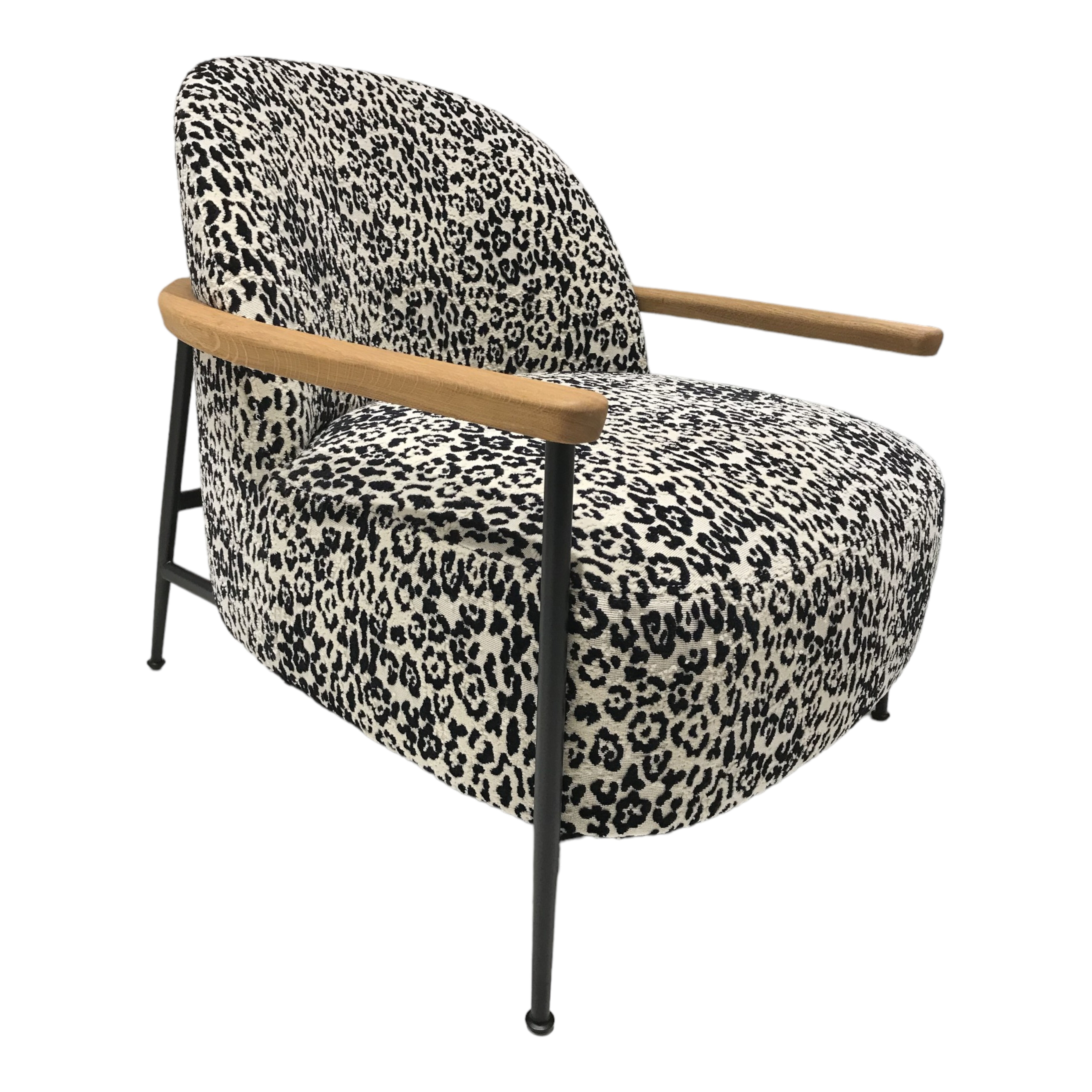 Sessel Sejour Lounge Chair Stoff PG08 Jungle Schwarz Weiß Untergestell Schwarz