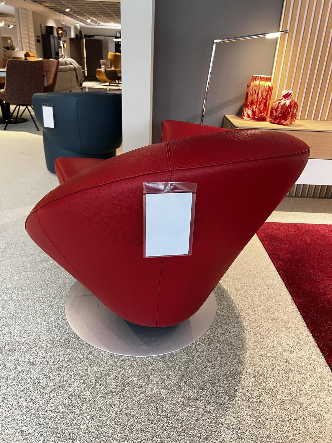 Leolux - Drehsessel Parabolica Leder 51877 Senso 1077 Ferrari Rot Tellerfuß Aluminium Gebürstet - 3
