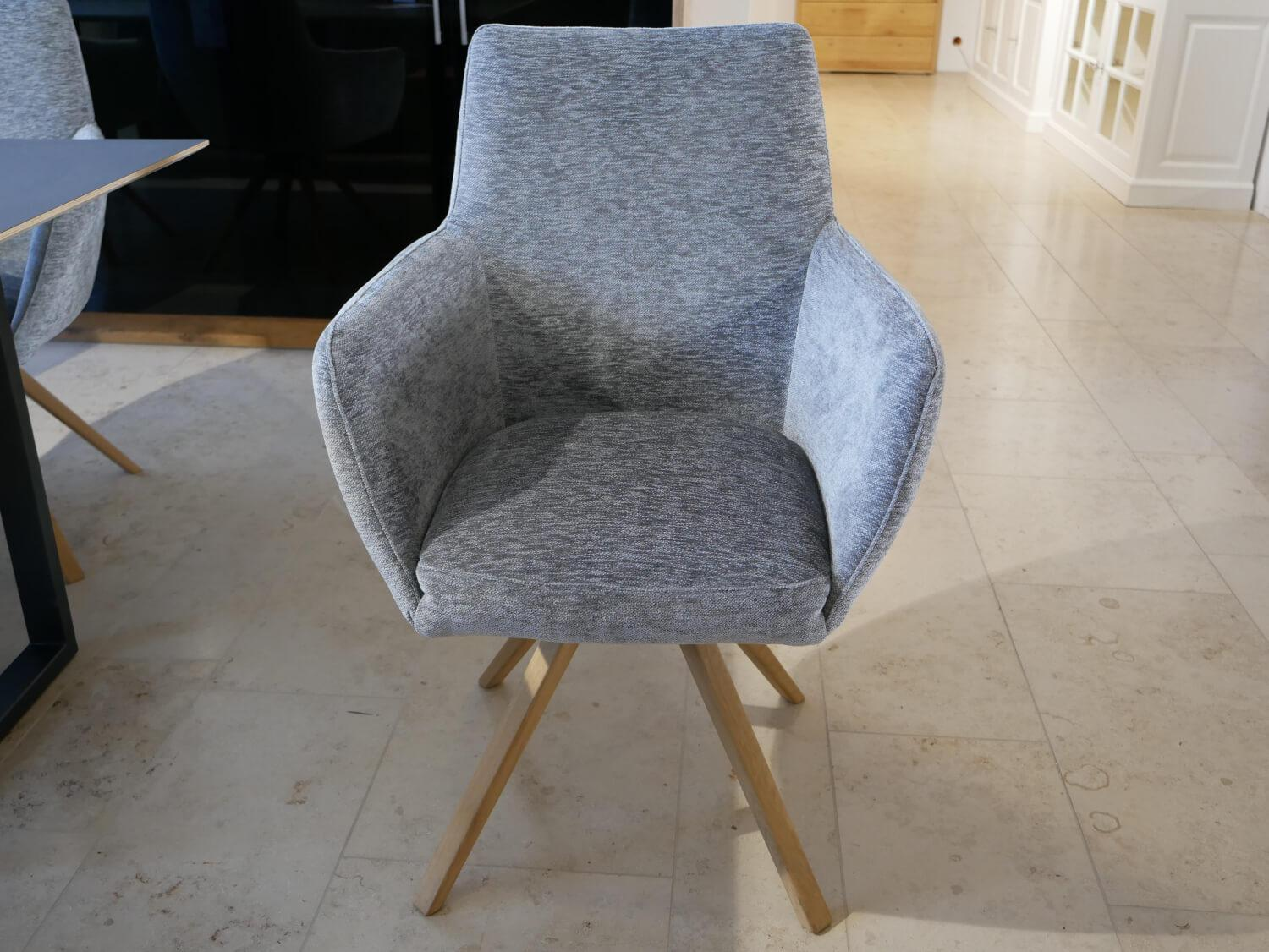 Natura - 4er-Set Schalenstuhl Nashville Stoff Wing Pump Grau Holz Eiche Geölt - 5