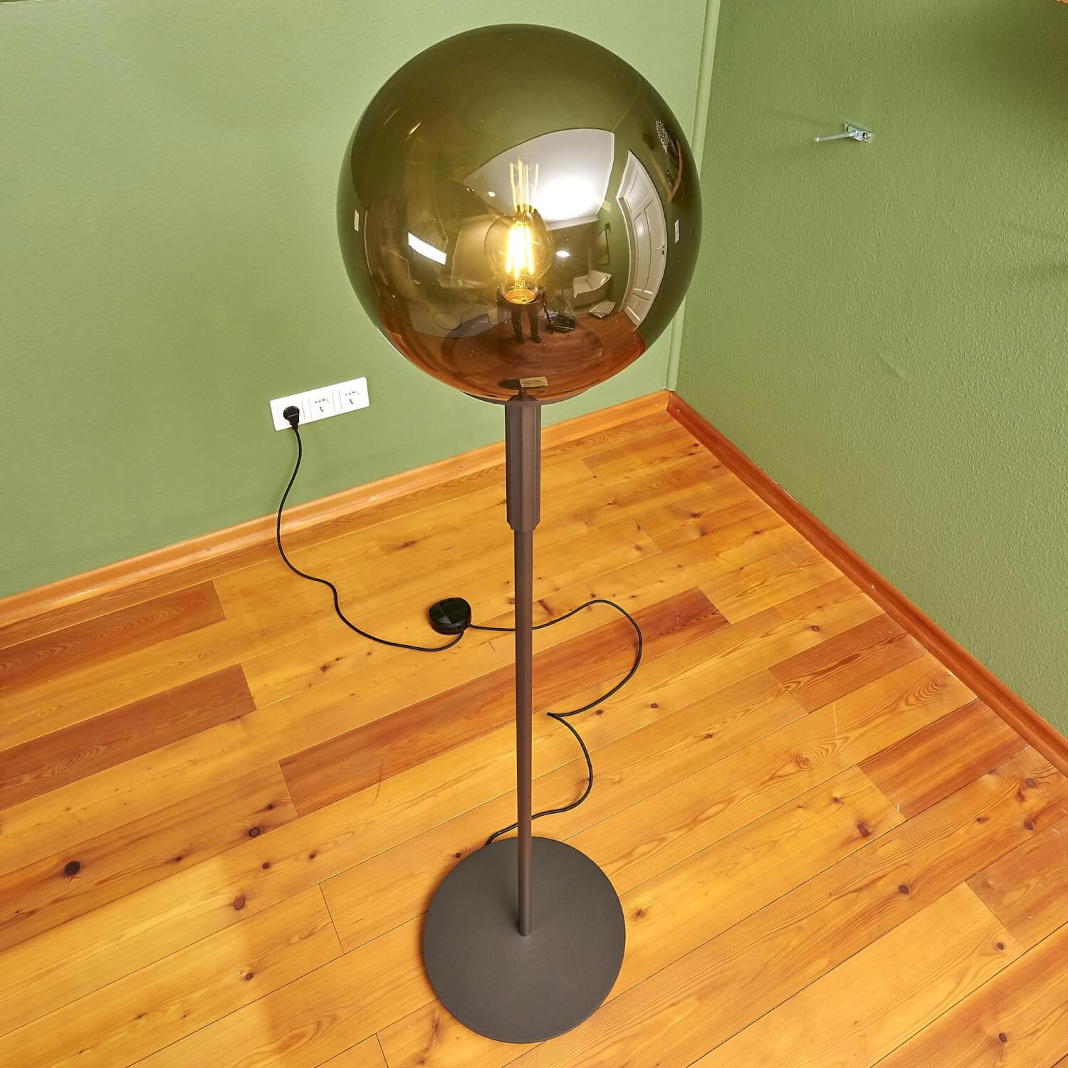 Bielefelder Werkstätten - Stehleuchte Atmosphere Kugel Glas Transparent Braun Fuß Bronze Matt - 7