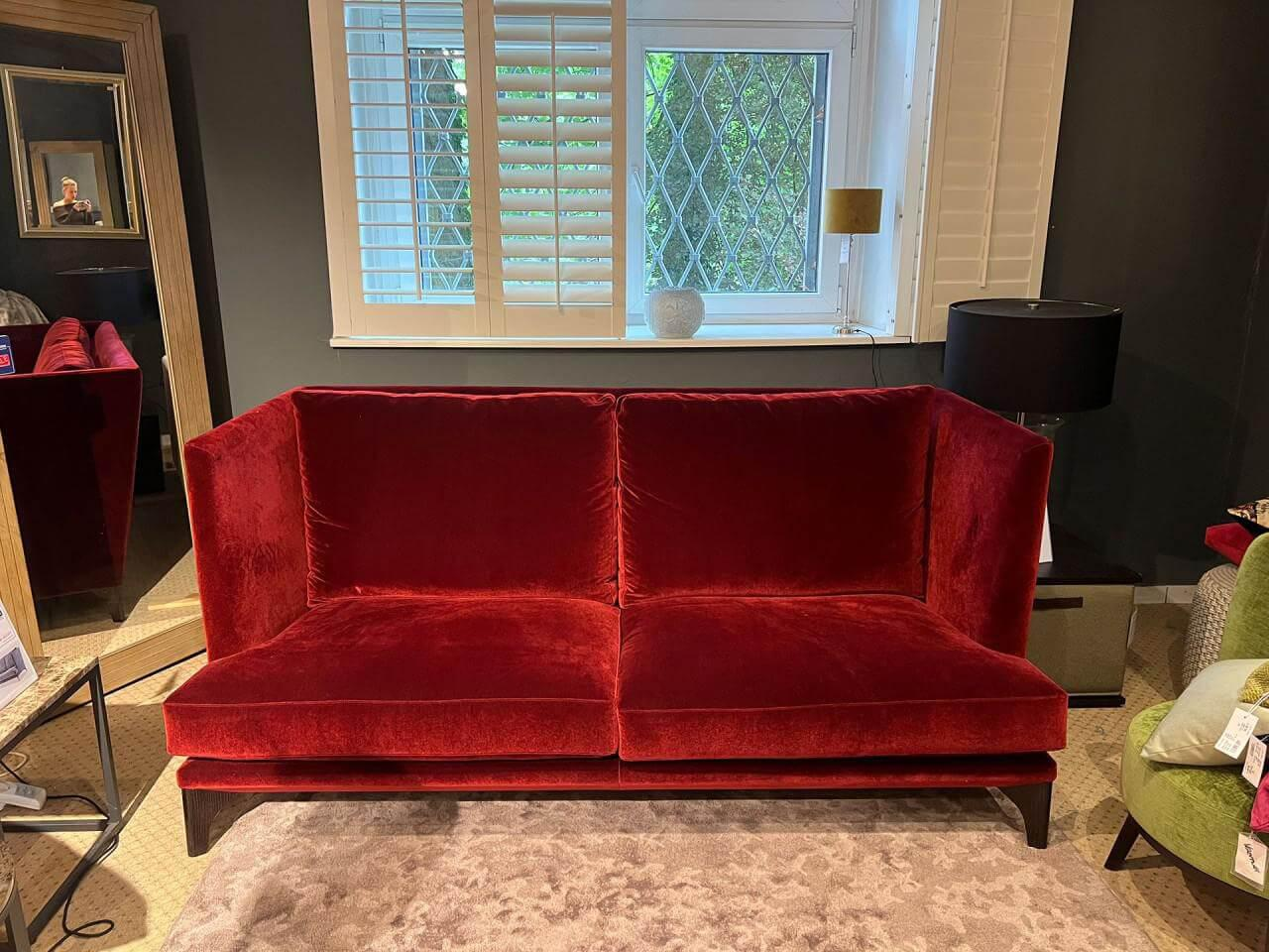 Bielefelder Werkstätten - Lounge Sofa Polo BW-162-3000 Stoff Emilia BW 1762-111 Rot Füße Holz Wengefarbig Gebeizt - 4
