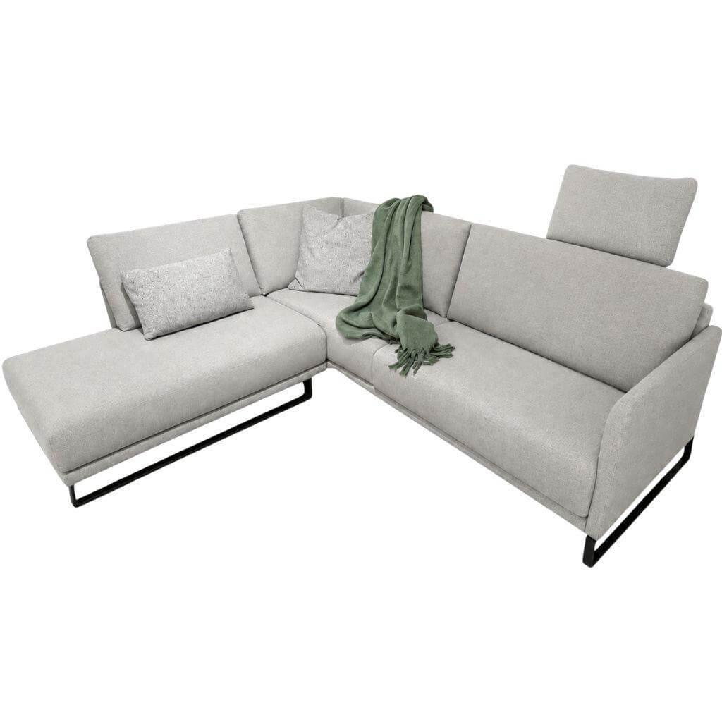 Rolf Benz - Ecksofa Cara Stof 14.162 Steingrau Fuß Kufen Stahl Schwarz - 1