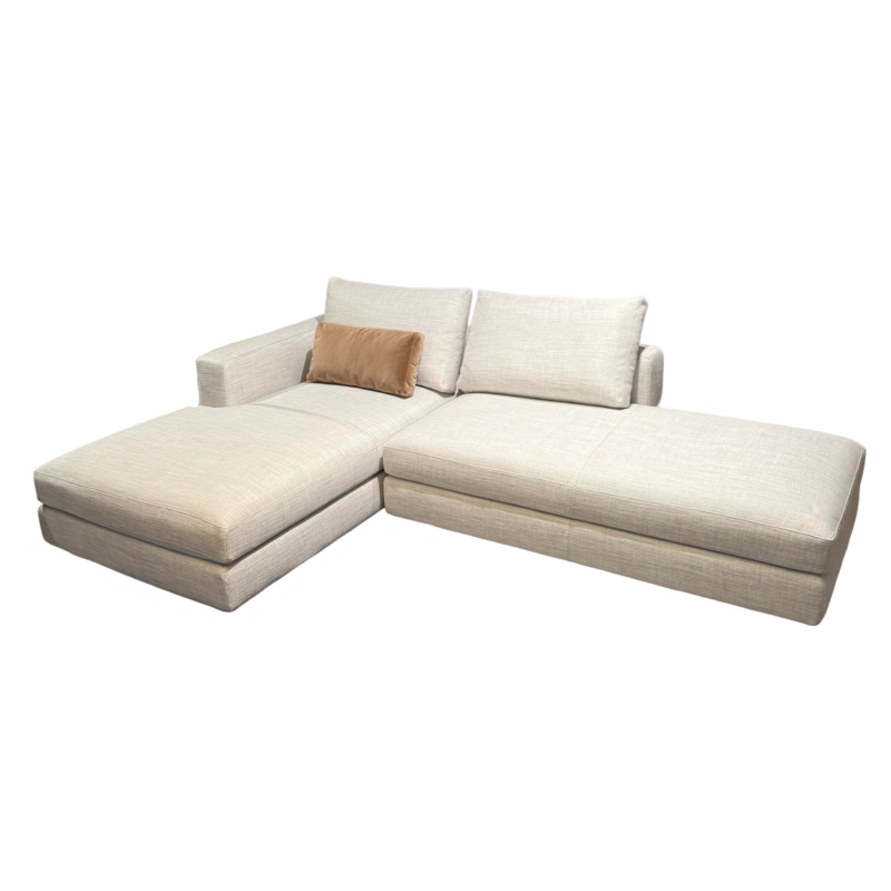 Weibelweibel - Ecksofa Marlo Stoff Gioia Seidengrau mit 3 Kissen und Funktionsrolle - 1