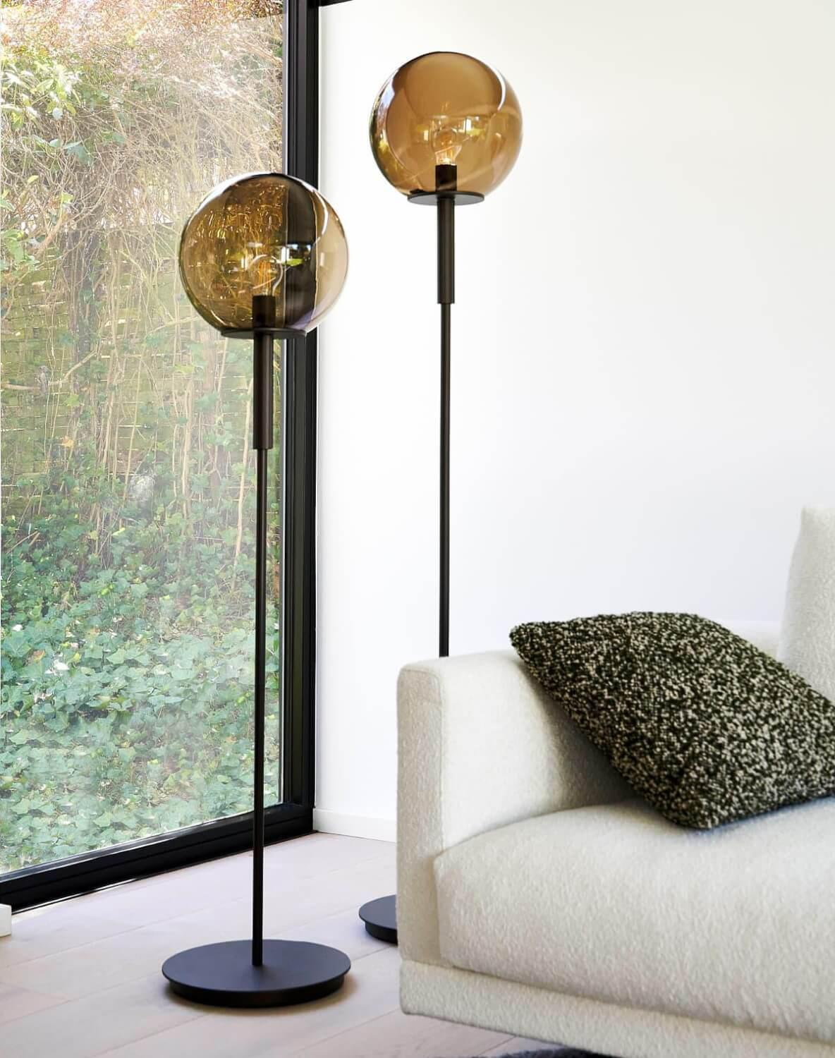 Bielefelder Werkstätten - 2er Set Stehlampe Athmosphere W L 122 201 Glas Transparent Brown Braun Fuß Bronze Matt - 4