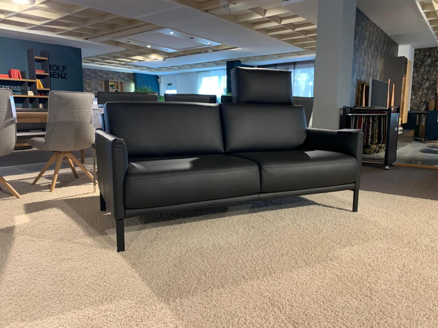 Rolf Benz - Rolf Benz Sofa Cara Leder 38.110 Schwarz Spange Stahl Schwarz - 3