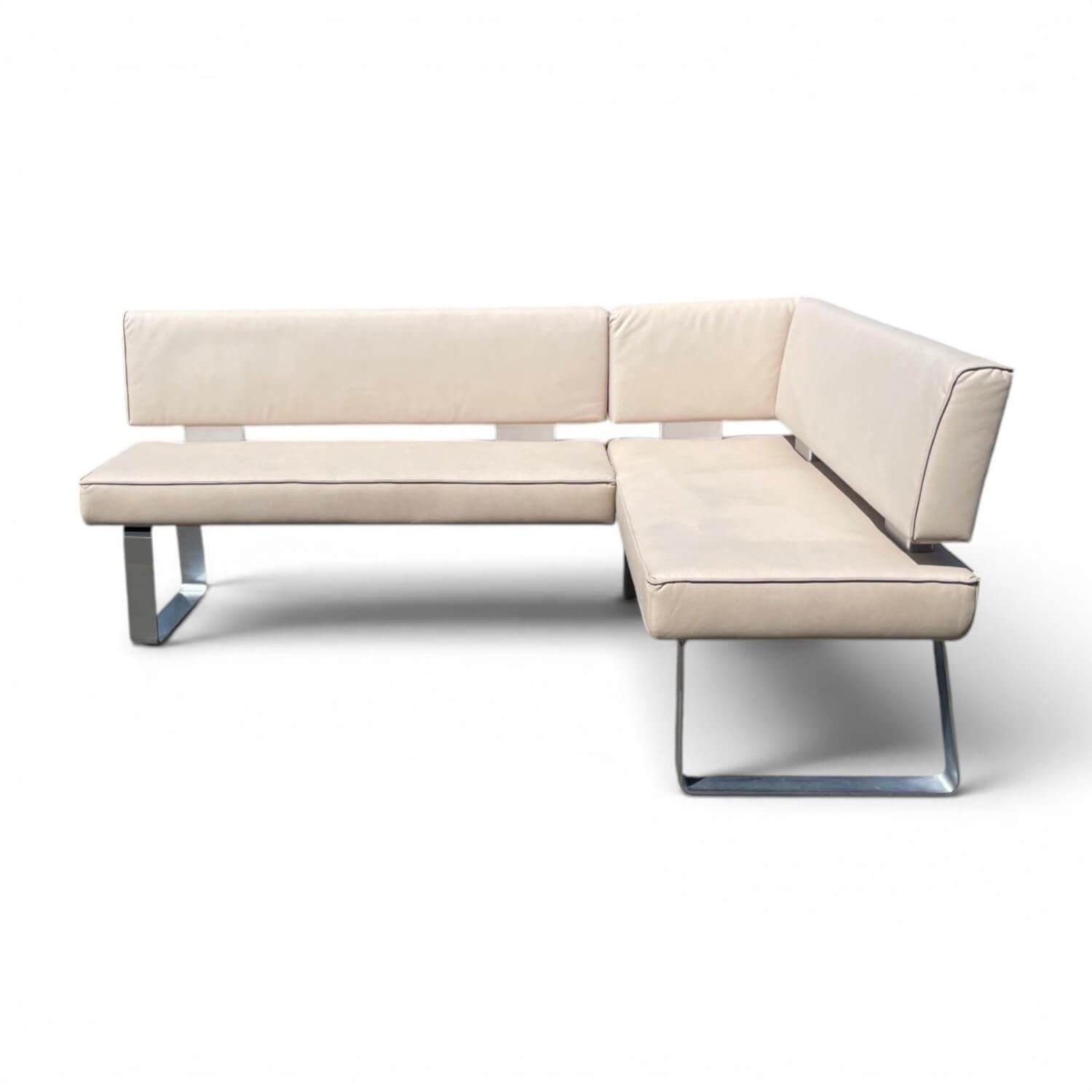 Eckbank 4391 Game Plus Stoff Microfaser 925 32 Beige Gestell Edelstahl Gebürstet