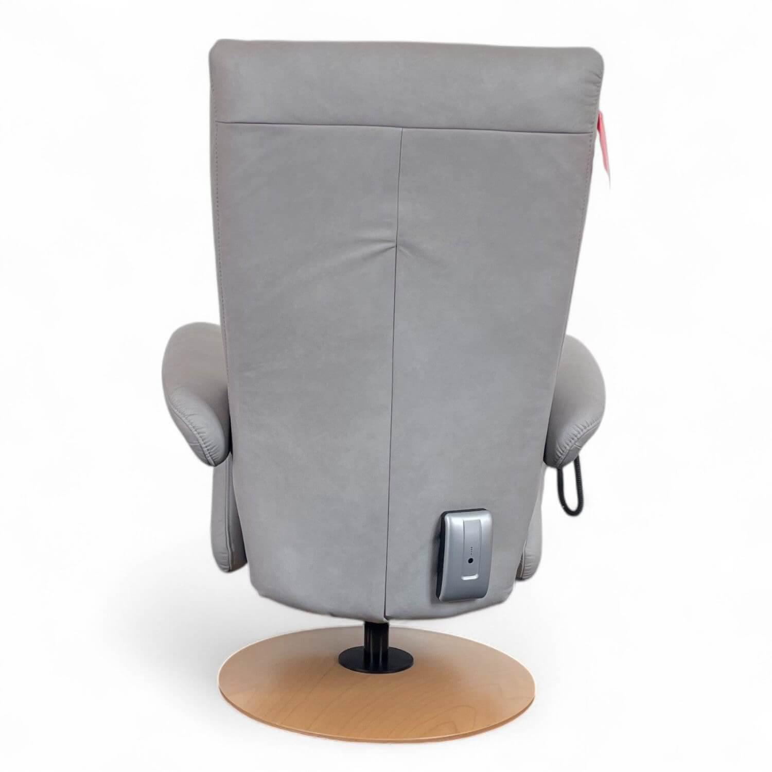 himolla - Relaxsessel 7428 Easyswing L Leder Nappa Soft Asche Grau Holzteller Buche Motorische Verstellung Mit Aufstehhilfe - 7