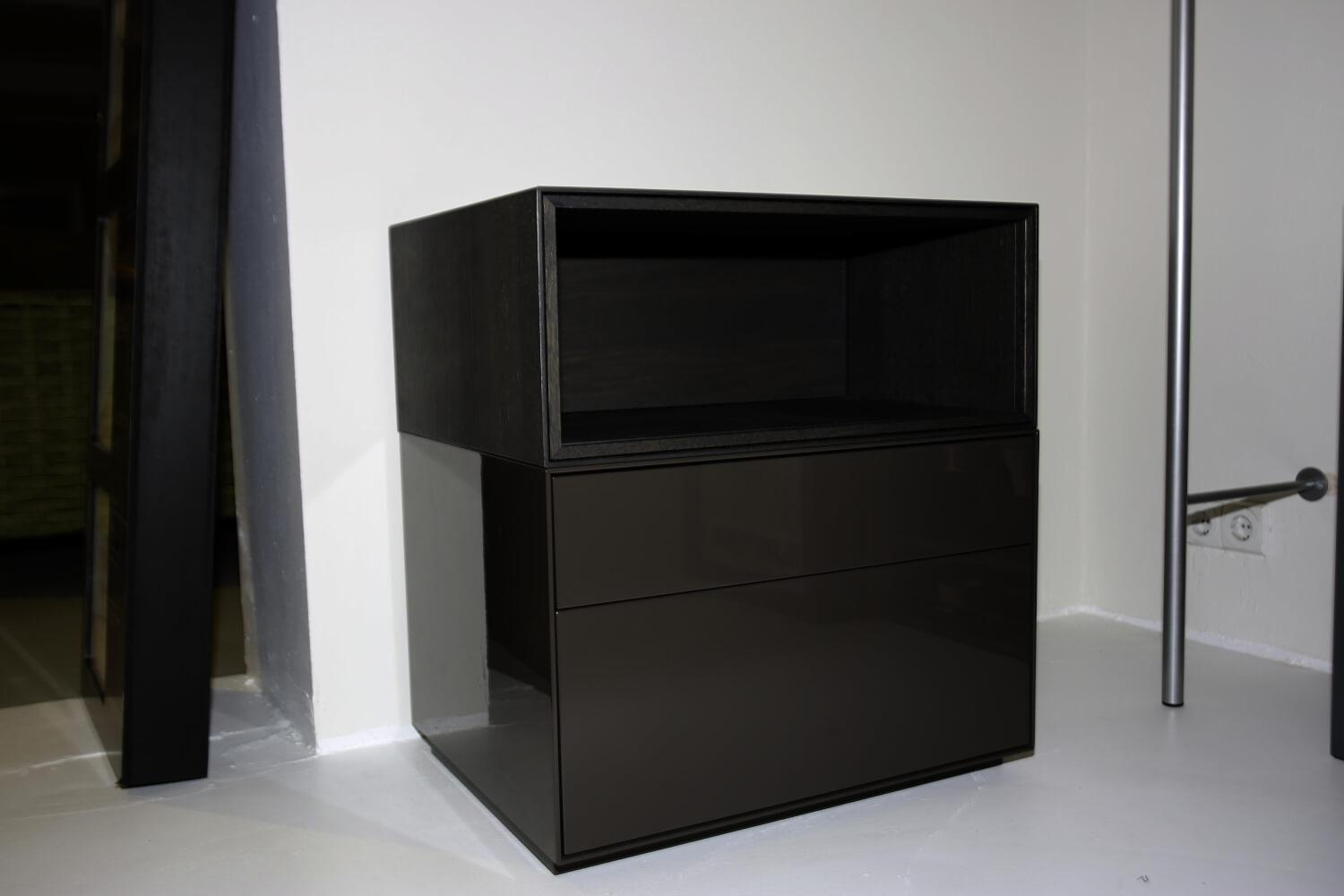 Piure - Nachtkommode Nex Lack Hochglanz Coffee Box Offen Stehend Eiche Grey - 2