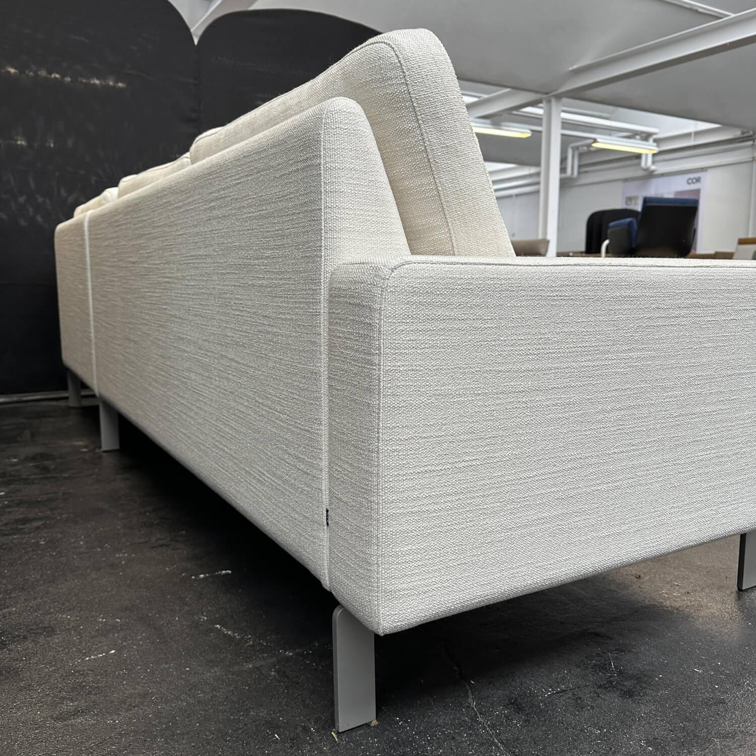 COR - Ecksofa Conseta Bodenfrei Stoff 7149 Weiß Schmalfüße F04 Feinstruktur Stahl Mit Filtgleiter - 4