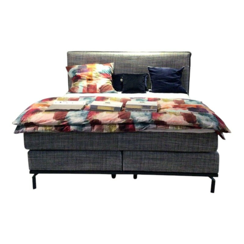 Musterring - Boxspring bed Delphi fabric JAB 15051 gray with mattress and topper - 1