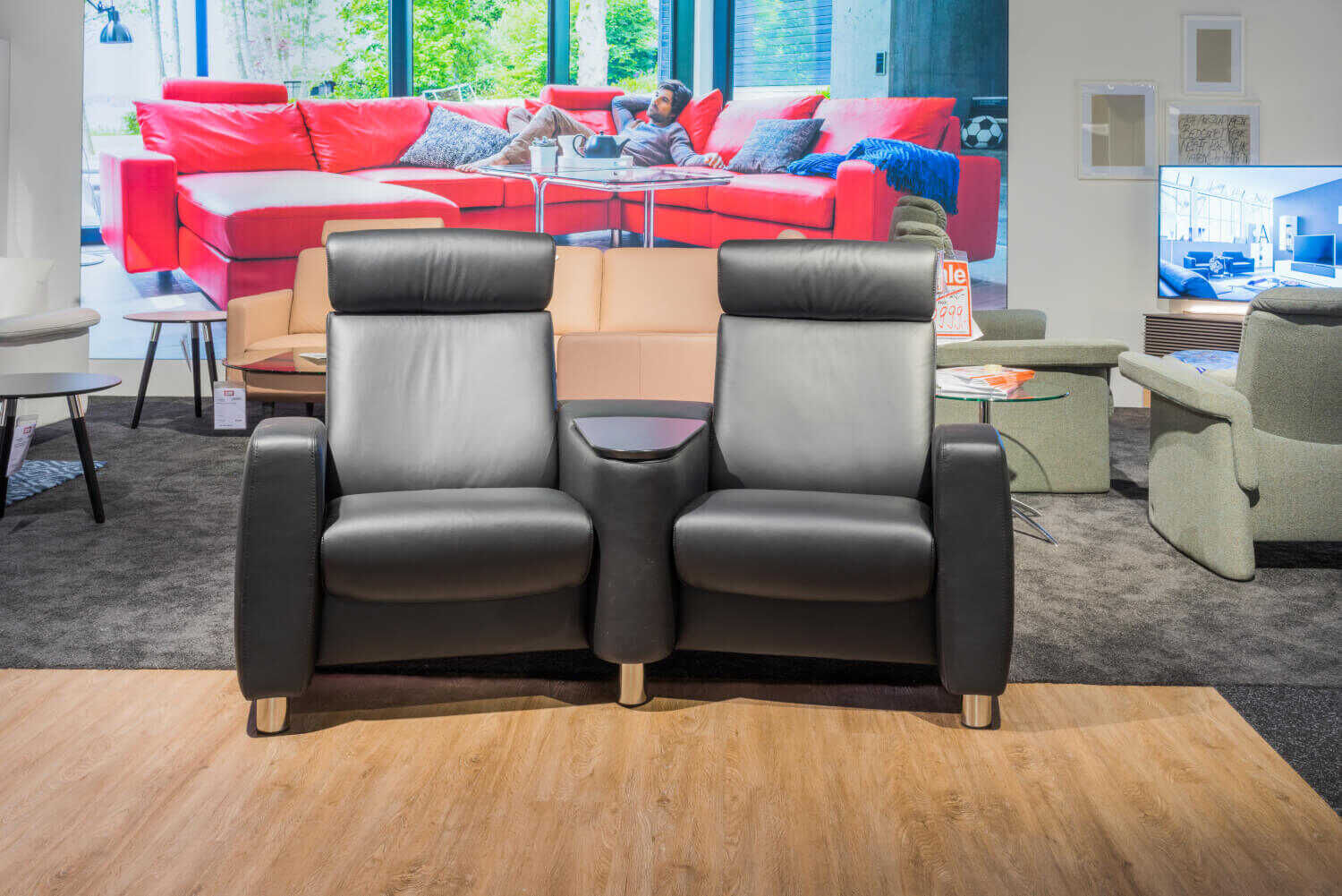 DSC00348-1500 Stressless - Heimkino Arion Leder Schwarz Mit Hocker - 5