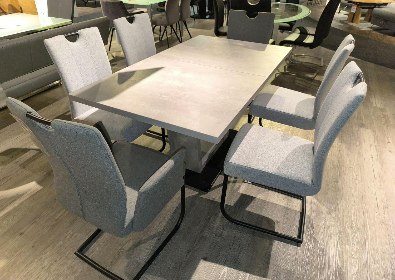 Niehoff - Essgruppe Dillan Stoff 921 Florida Silver Grau Und Stoff 929 Florida Grey Grau Gestell Eisen Schwarz Tisch Beton Dekor Grau - 7