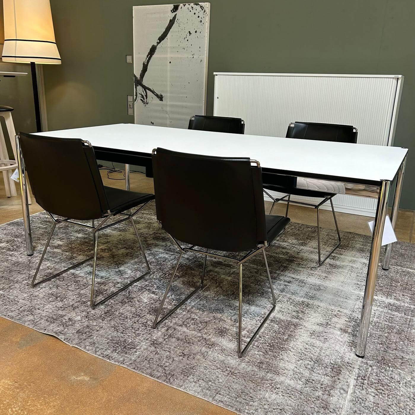 MDF Italia - 4er Set Stuhl Neil Leather And Stool Sattelleder Schwarz Gestell Chrom Schwarz - 6