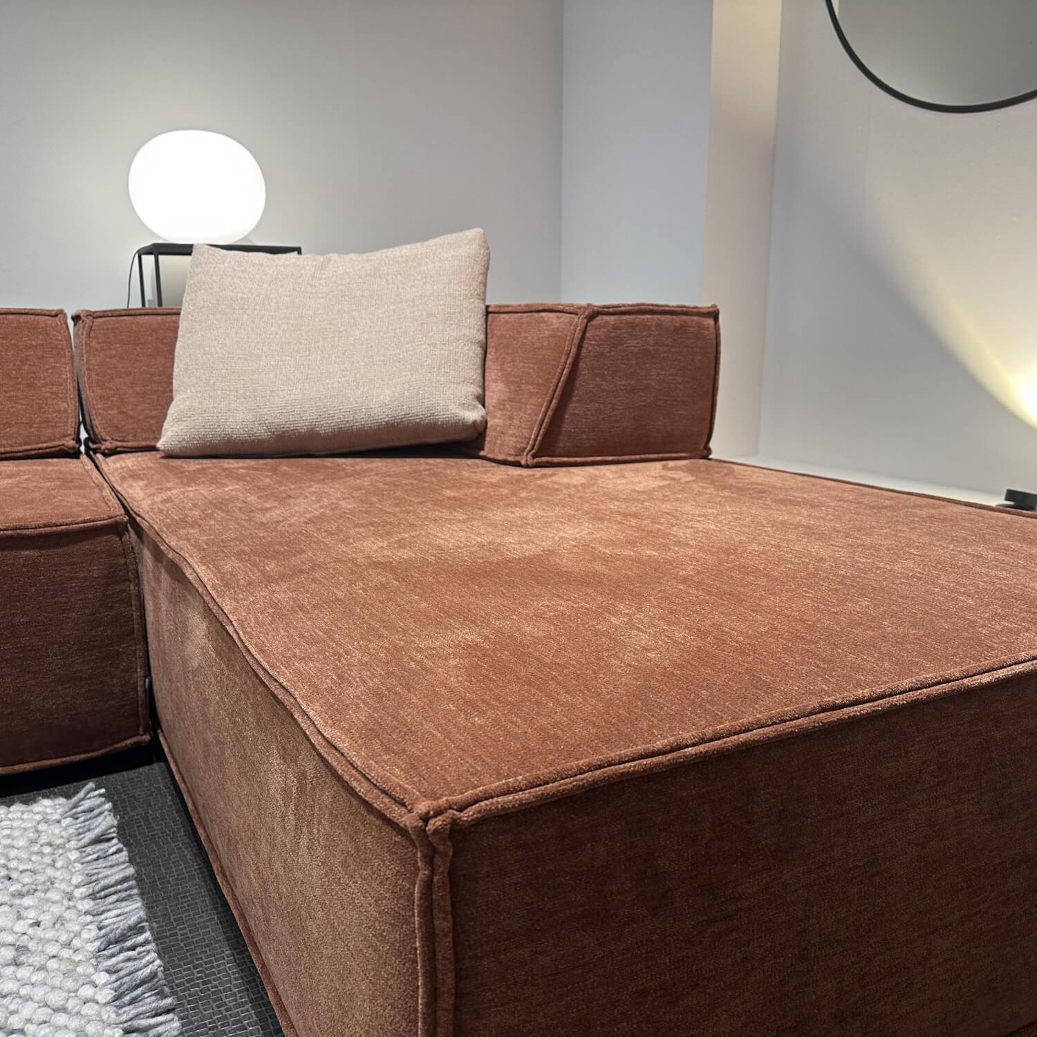 COR - Ecksofa Trio Stoff 8286 Aprikose 81865 Lachs mit Hocker und 2 Kissen - 5