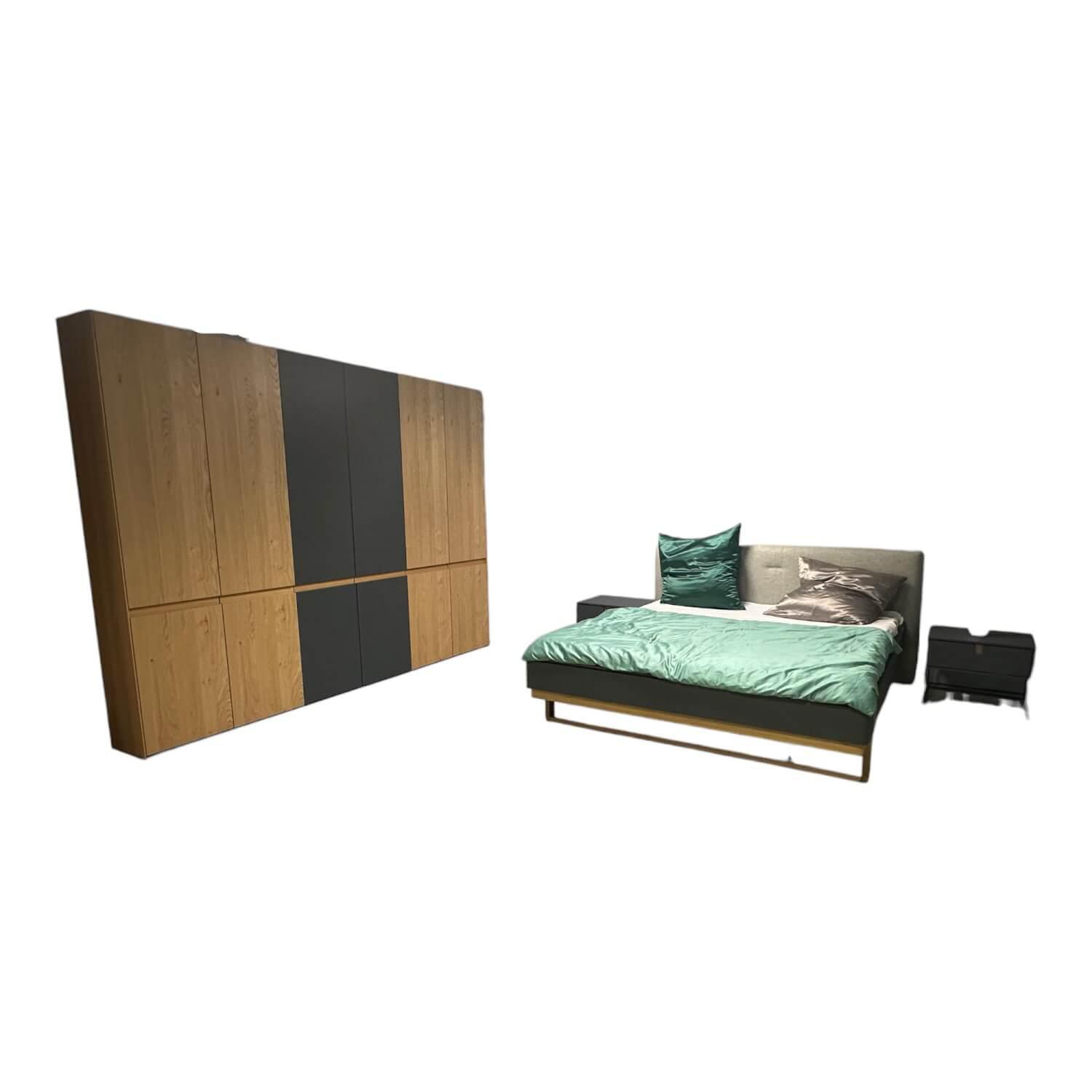 Hülsta - Schlafzimmer Amana Stupermatt Salbeigrün Grün Grau Akzent Und Kufe Eiche Natura - 1