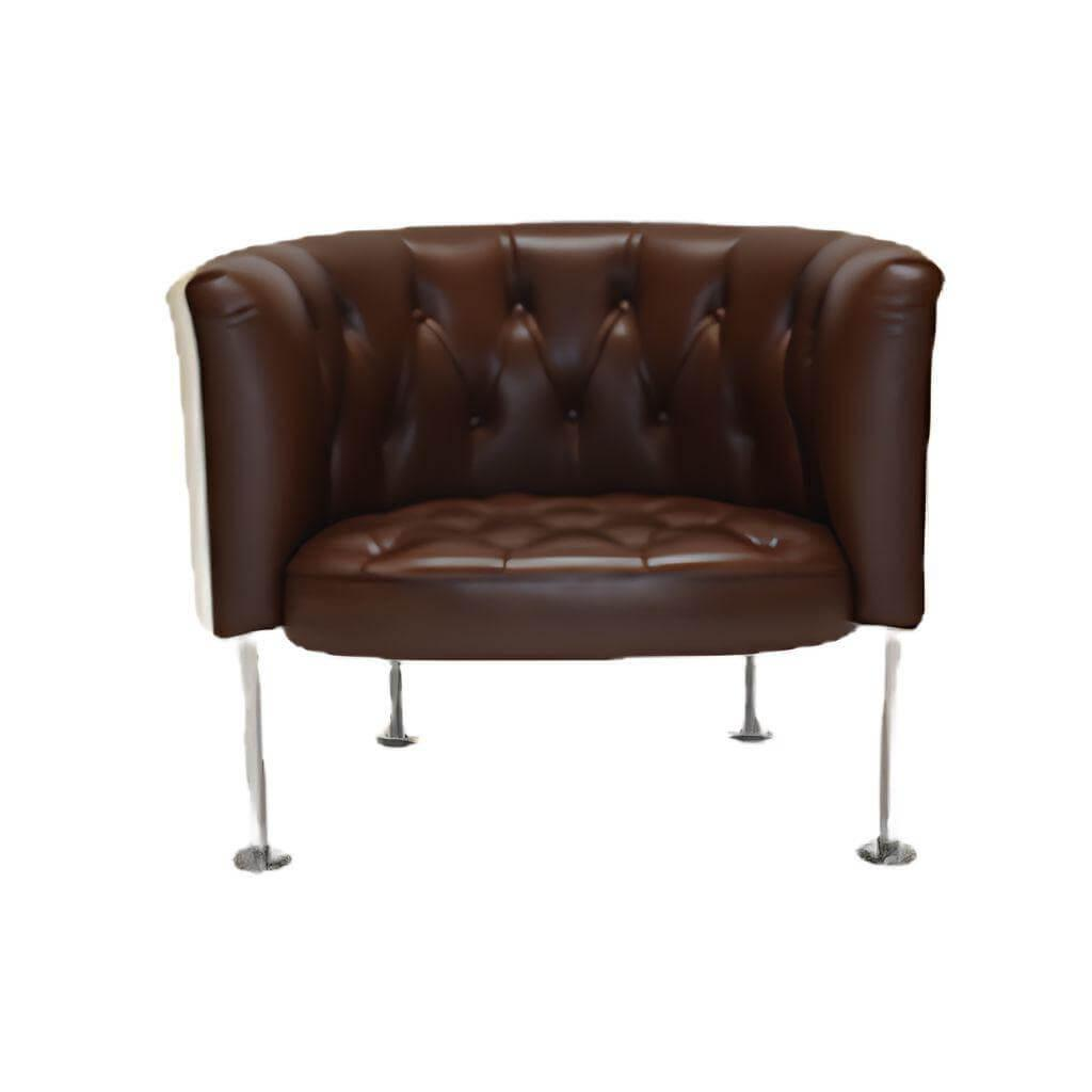 Walter Knoll - Sessel Haussmann 310 Leder Elen Mocca Braun Gestell Metall Verchromt - 1