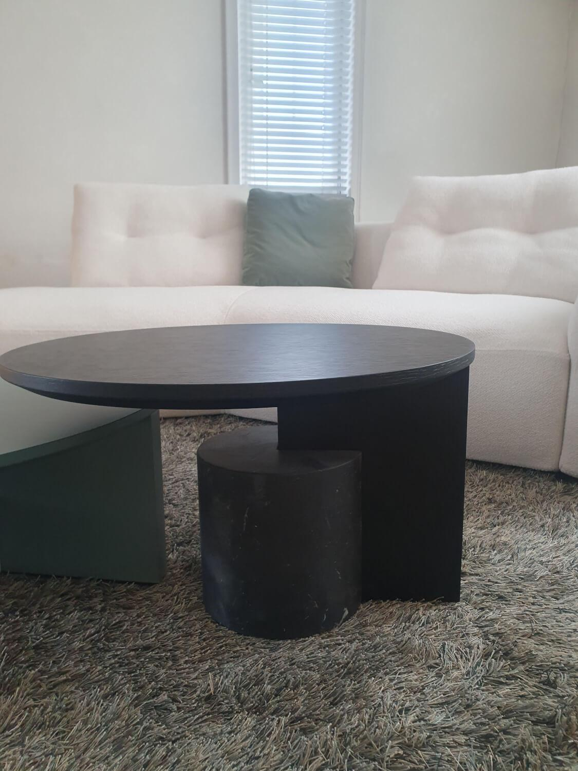 Cassina - Beistelltisch Sengu Low Table 557 Platte Esche Schwarz Gebeizt Sockel Marmor Nero Schwarz - 2