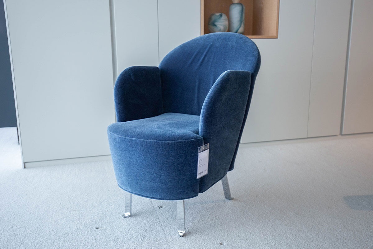 Brühl - Sessel Floret Stoff 4473 63 Blau Füße Flachstahl Verchromt Glänzend - 8