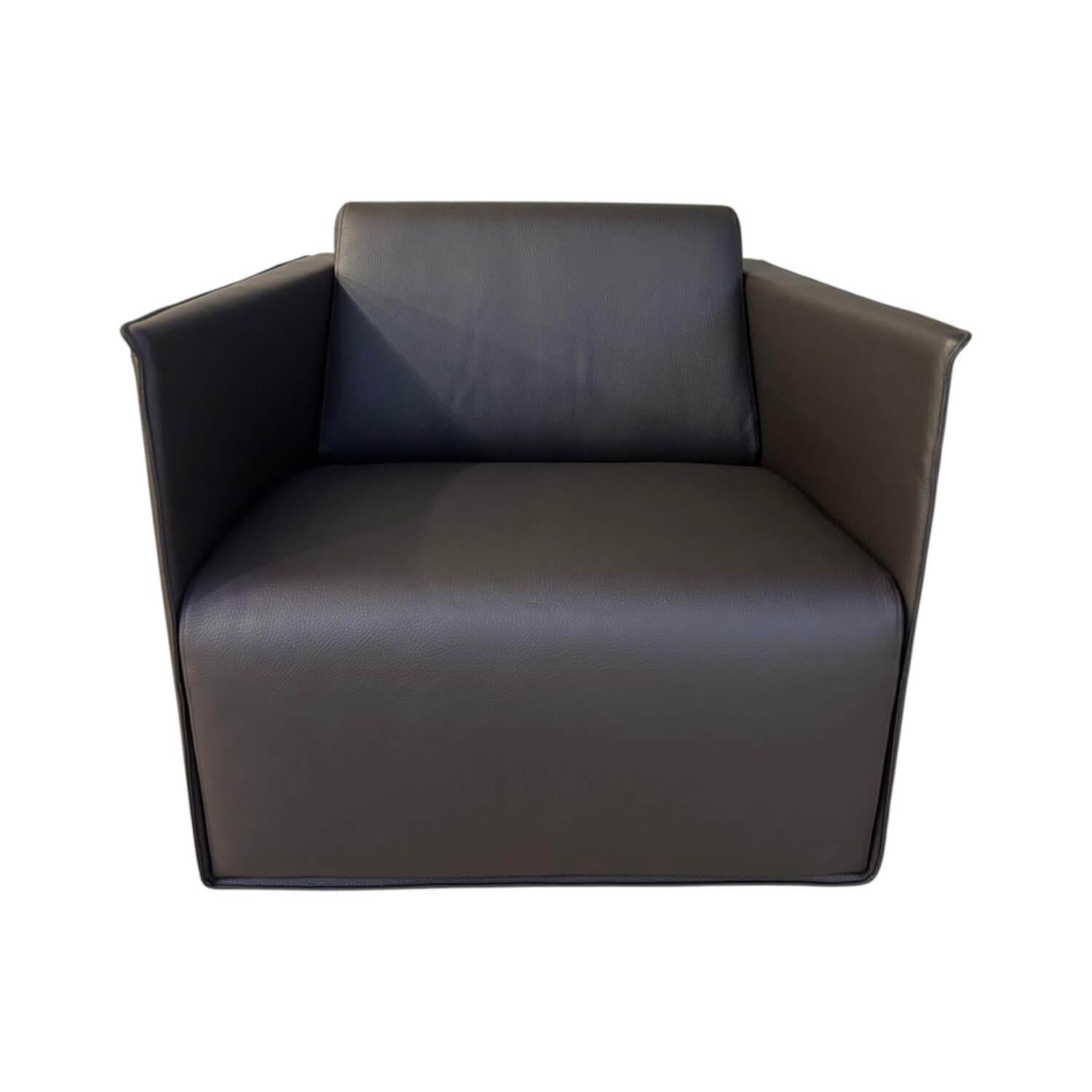 Walter Knoll - Sessel T Ray Leder Mondeal Teak Braun Gestell Drehteller Hochglanz Verchromt Mit Kunststoffgleitern - 1