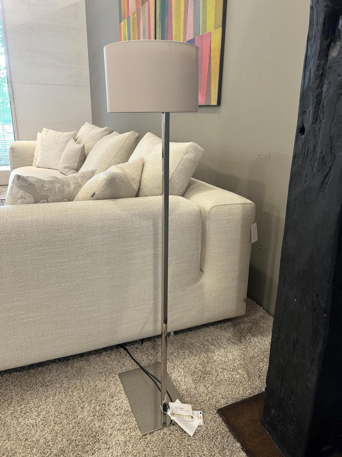 Christine Kröncke - Floor lamp Mono frame stainless steel light shade silk - 5