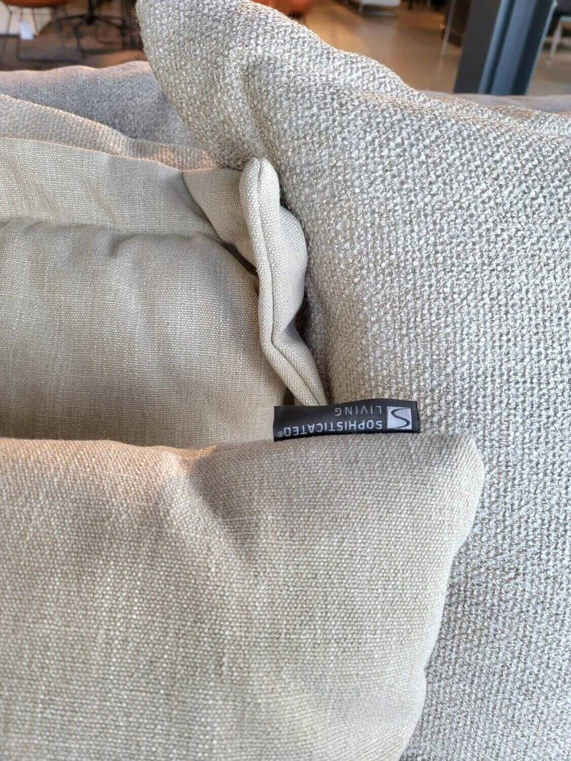 Sophisticated Living - Sofa Solid Wave Stoff Jab Tux Beige Holzuntergestell Mit Kissen - 8