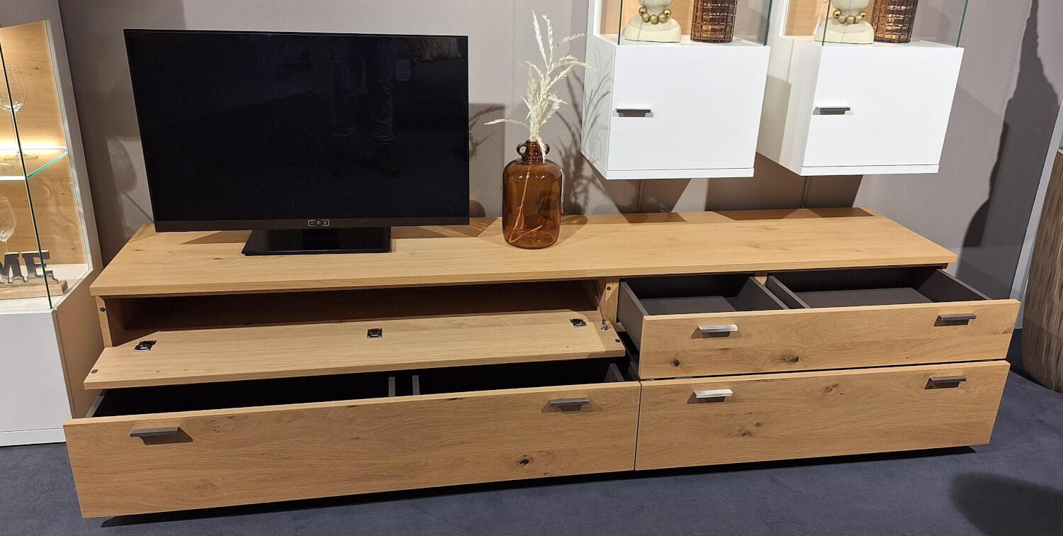 Rietberger Möbelwerke - Wohnwand Lodano Lack Weiß Matt Asteiche Furniert - 7