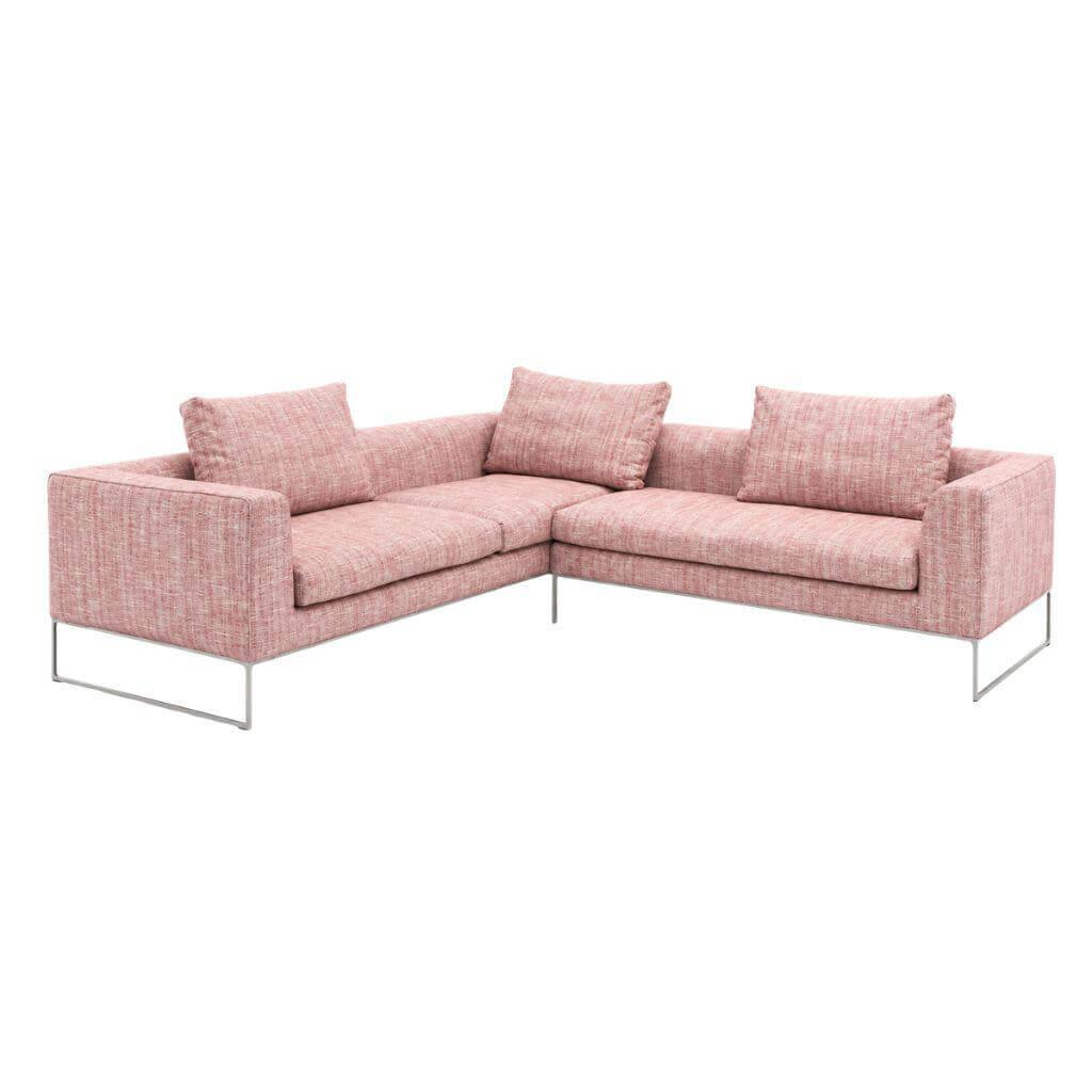COR - Ecksofa Mell Lounge Stoff 9203 Rot-Weiß Rot Gestell Metall Fußrahmen Mit Kunststoffgleitern F04 Stahl - 1