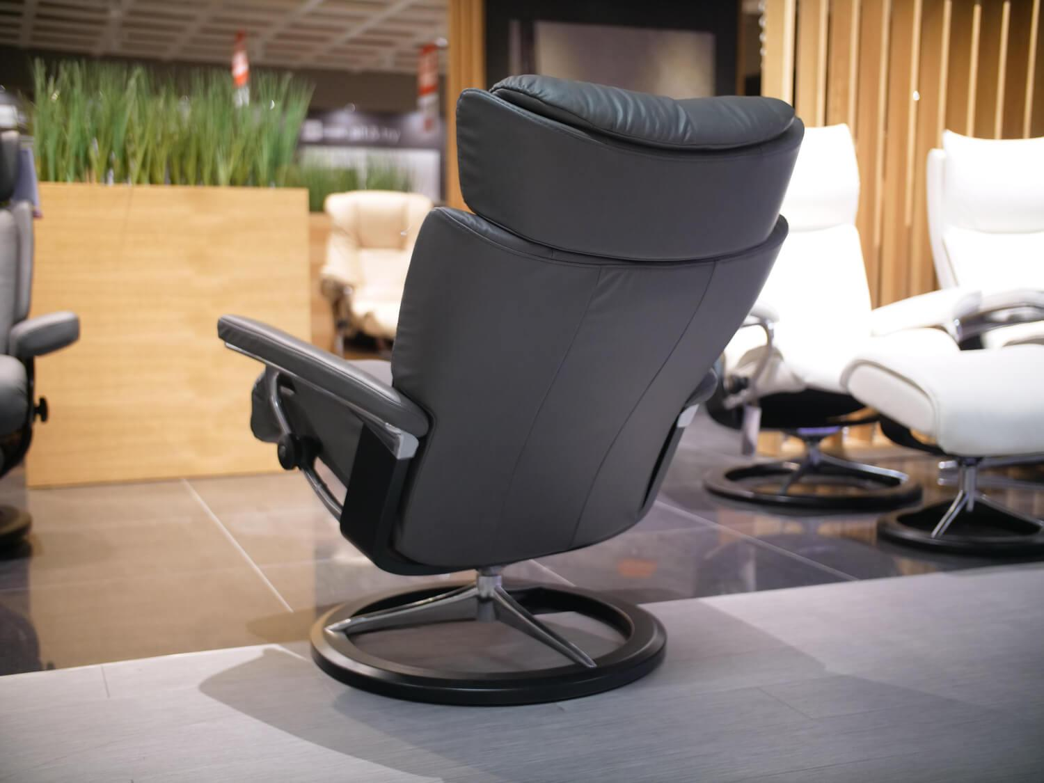 Stressless - Sessel Mit Hocker Magic M Leder 094 Paloma 16 Dunkelgrau Untergestell Signature Metall Holzfarbe 05 Schwarz Gebeizt - 8
