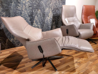 himolla - Relaxsessel 7911 Type 26U Z60 Außen Stoff Delfin Beige Grau Innen Leder Sofa Nappa Shadow Grau Sternfuß Edelstahloptik Mit Verstellungen 3 Motorisch - 3