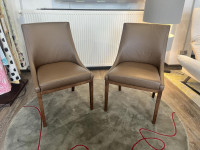 Bielefelder Werkstätten - 2er-Set Stuhl Leona Leder Prestige F53 Hellbraun Braun Gestell Holz Eiche Nussbaumfarbig - 3