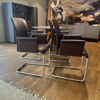 Draenert - 4er Set Armlehnstuhl Luma 2063 I Leder II Elmosoft 95006 Dark Purple Violett Gestell Stahlrohr Matt Chrom - 6