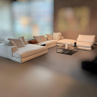 Minotti - Wohnlandschaft Hamilton Stoff 10 Ghiaccio Beige Metallsockel Untergestell Massivholz - 3