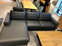 DFM - Ecksofa Beluga Leder WM Anthrazit Metallfüße Schwarz mit Kopfstütze - 3