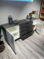 Musterring - Sideboard 2R Kara Frame Lack Weiß Und Mantelseiten Feinschliff Grigio Schwarz - 7