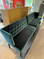 Bielefelder Werkstätten - 2er-Set Sitzbank Polo Petite Stoff Emilia Blau Grün Gestell Schwarz - 3