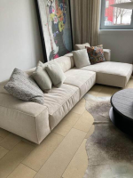 Living Divani - Corner sofa Neowall fabric Khali Top color 02 Beige Cream with 3 cushions - 4