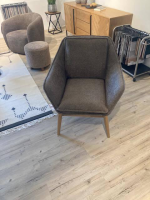 Natura - Sessel Karasu Posh Stoff 2 Catch Me 04 Grau Braun Gestell Massivholz - 7