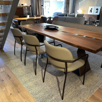 Tonon - Sitzgruppe Eli Leder 9 Soft 96 Grau Beige Gestell Stahl Brüniert - 4