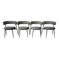 Zanotta - 4er Set Armlehnstuhl Nena Stoff Tito 30 31816 Grau Gestell Stahl Schwarz Lackiert - 8