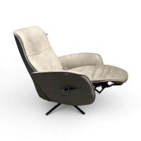 himolla - Sessel 7928 Easy-Swing Stoff/Leder Kombination Stoff Salino Anthrazit Leder Eleganza Grau Sternfuß Edelstahl Inkl. Elektr. Relax-Funktion - 8
