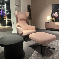 Vitra - Sessel Grand Repos Inkl. Ottoman Niedrig 21075000 Stoff 10 Dumet Zartrosé/Beige Gestell 30 Basic Dark - 3