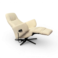 himolla - Sessel 7578 S-Lounger Stoff Q2 Loop Vanilla Cremeweiß Sternfuß Metall Schwarz Inkl. Akku - 7