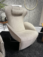 Jori - Relaxsessel Daydreamer Innen Stoff Depero 204 Creme Außen Leder Nubuck Cream Gestell Bronze Matt Lackiert Inklusive Kopfkissen - 8