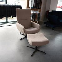 Jori - Relaxsessel Time Out Nubukleder Cream Braun 4 Sternfuß Bronze Inklusive Hocker - 5