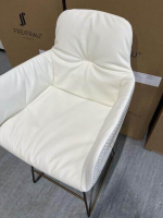 Freifrau - Barhocker Leya Innen Leder Orient Kristall Beige Außen Stoff Nobilis Raphael Ivoire Beige Drahtgestell Metall Messing Lasur - 4