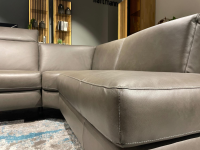 Rom - Ecksofa MR 9120 R Leder Kenia Grey Grau Füße 01BL Black Schwarz - 6