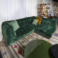 IP Design - Ecksofa Soulmate Stoff Phil Dunkelgrün Mit Kissen Stoff Gray Dunkelgrün Und Phil Curry Orange Braun - 2